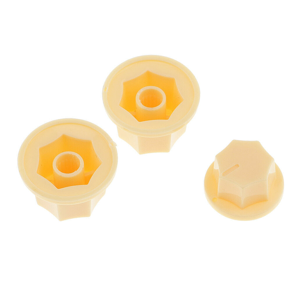 3pcs Plastic Guitar Bass Volume&Tone Knob Button for Jazz Bass Parts Beige