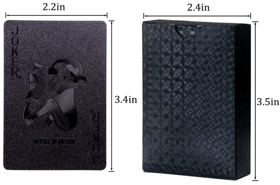 Black Foil Poker Playing Cards Waterproof Deck of Cards with Gift Box