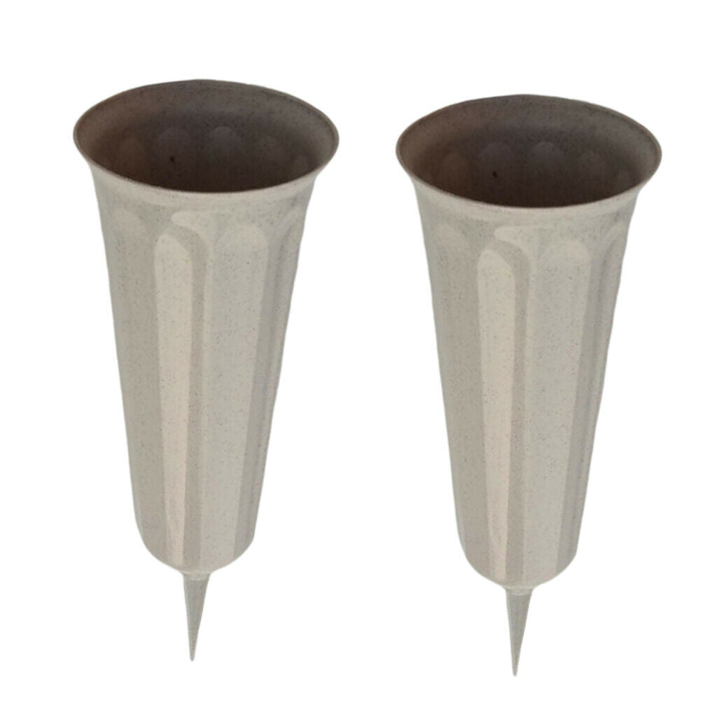 2-pack Plastic Stake In Ground Memorial Grave Fluted Flower Vases Holder
