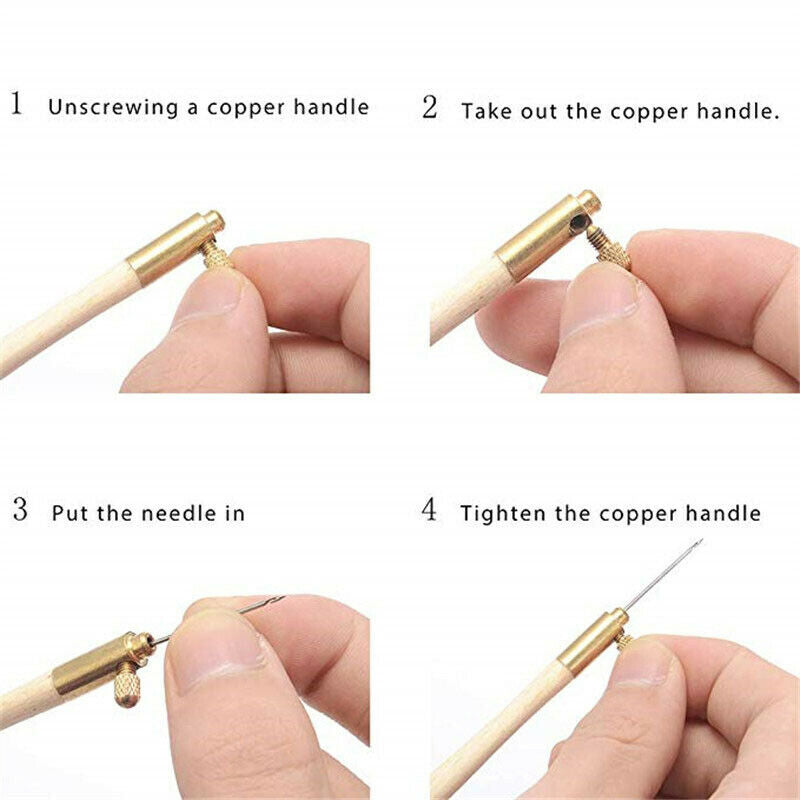 1pc Wooden French Embroidery Needles Tambour Crochet Hook with 3 Needles.l8