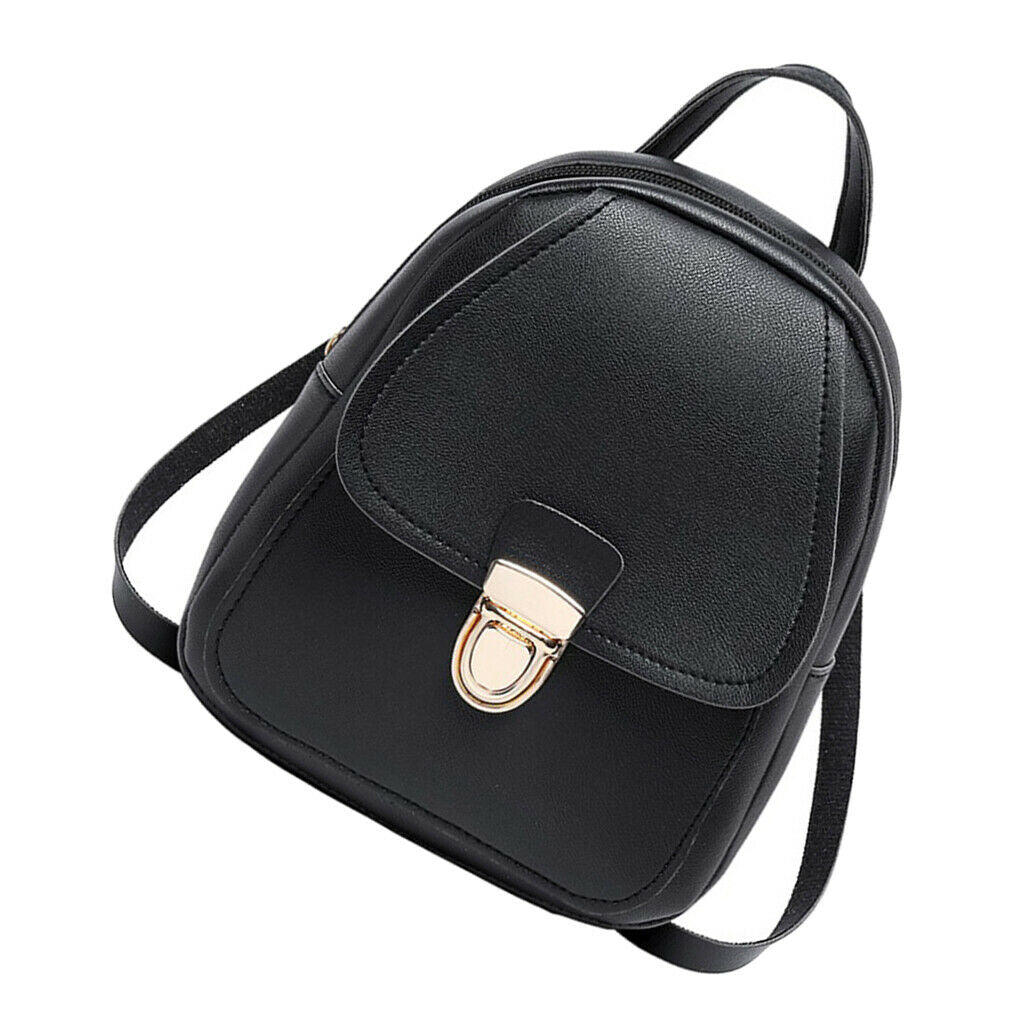 Girls Lovely PU Leather Backpack Mini School Bag Purse Tote Handbag Black