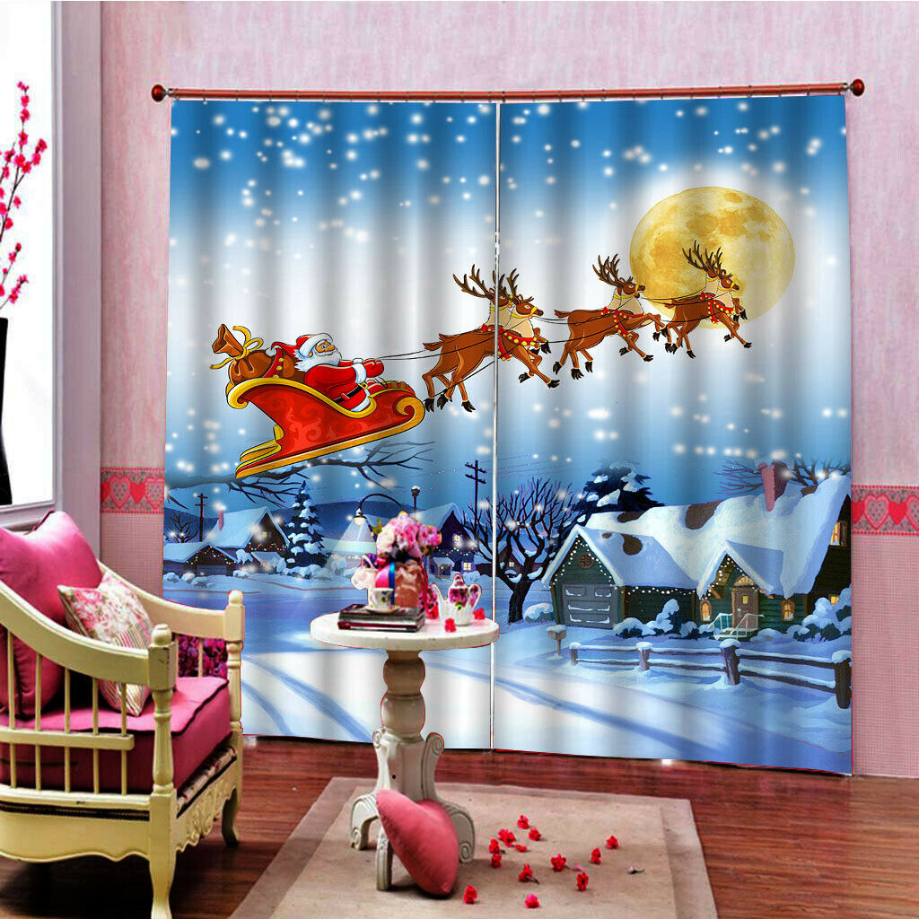 Christmas Shower Curtains, Colorful Xmas Wooden Window, Polyester Fabric Winter