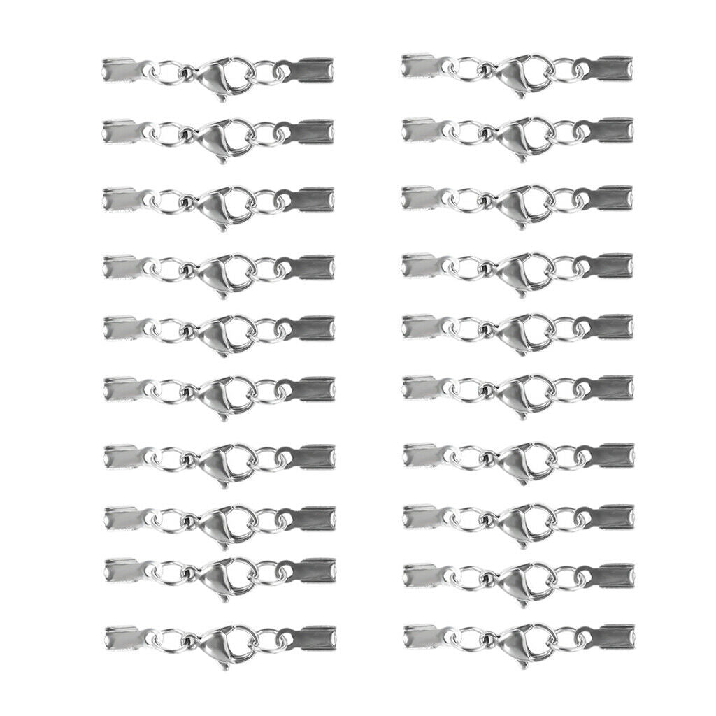 20 Pieces Lobster Claw Clasp Leather Cord End Caps DIY Choker Jewelry Making