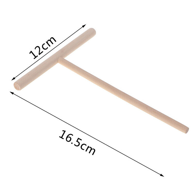 2Pcs T Shape Wooden Rake Round Batter Pancake Crepe Spreader Kitchen Too.l8