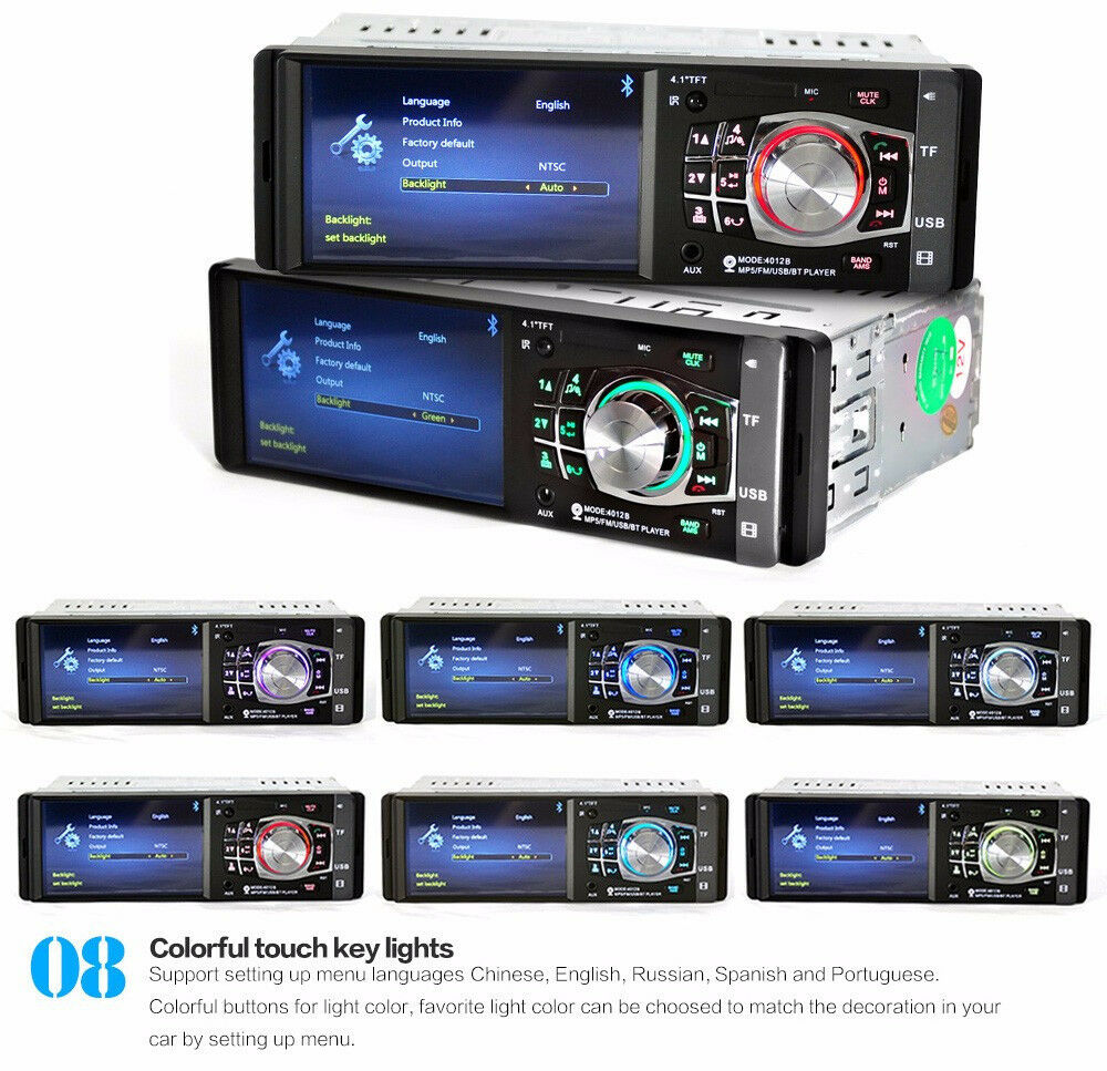 4.1" Bluetooth In-Dash Stereo Audio FM Radio LCD HD Car MP5 MP3 USB AUX Player