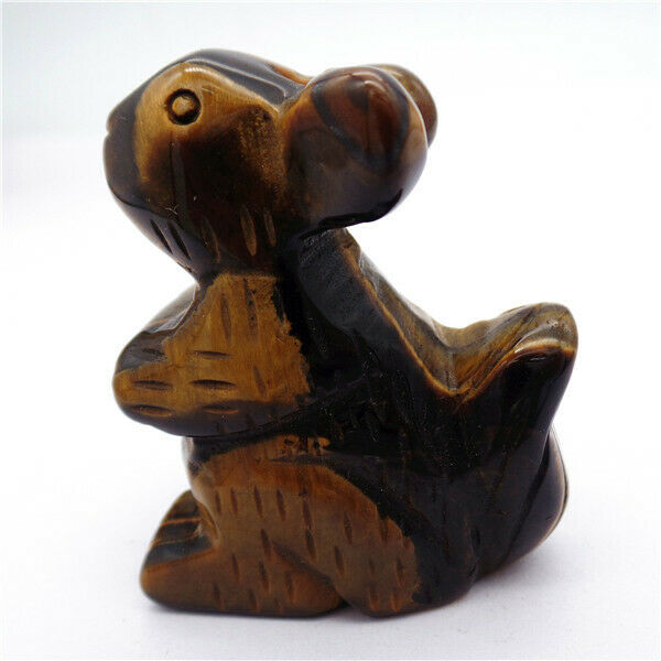 50x40x24mm Squirrel Decoration Natural Tiger Eye Gem Carved Statue Decor HH8071