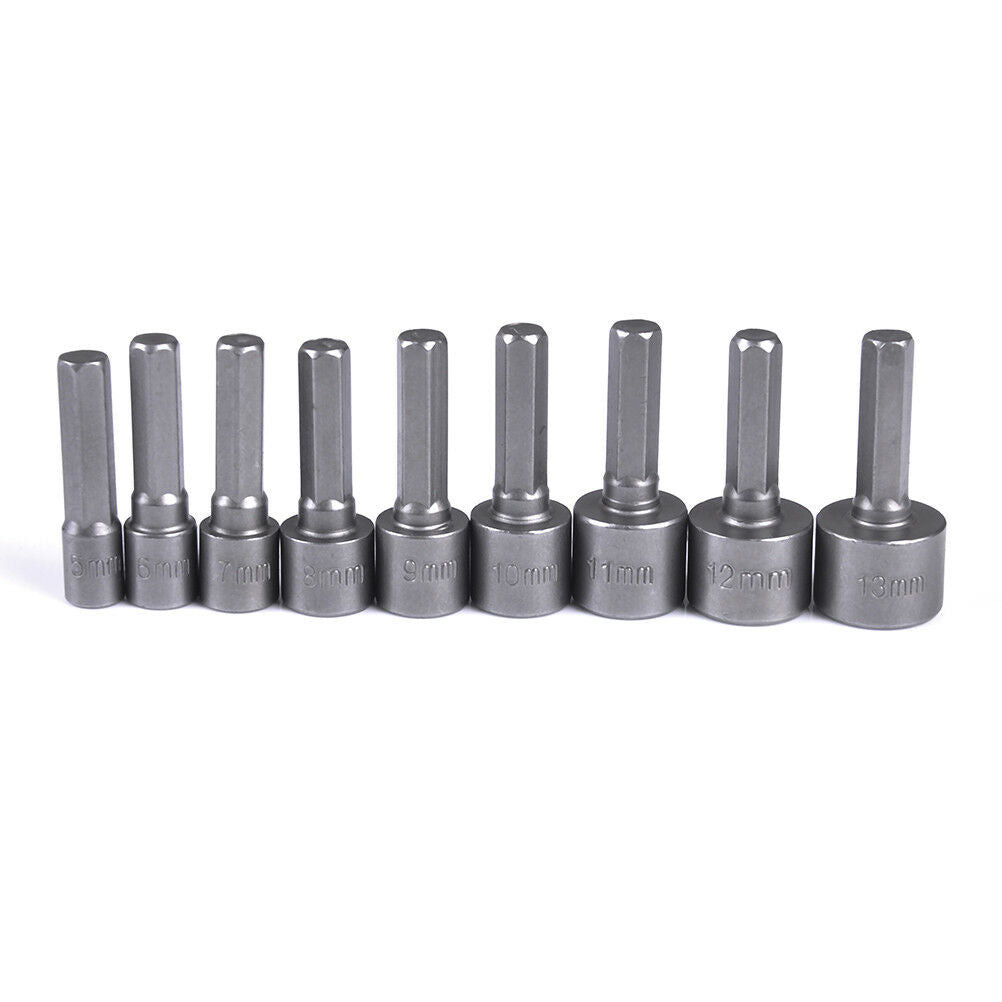 5-13mm steel power nut driver drill bit set 1/4" hex shank metric socket wren Kt