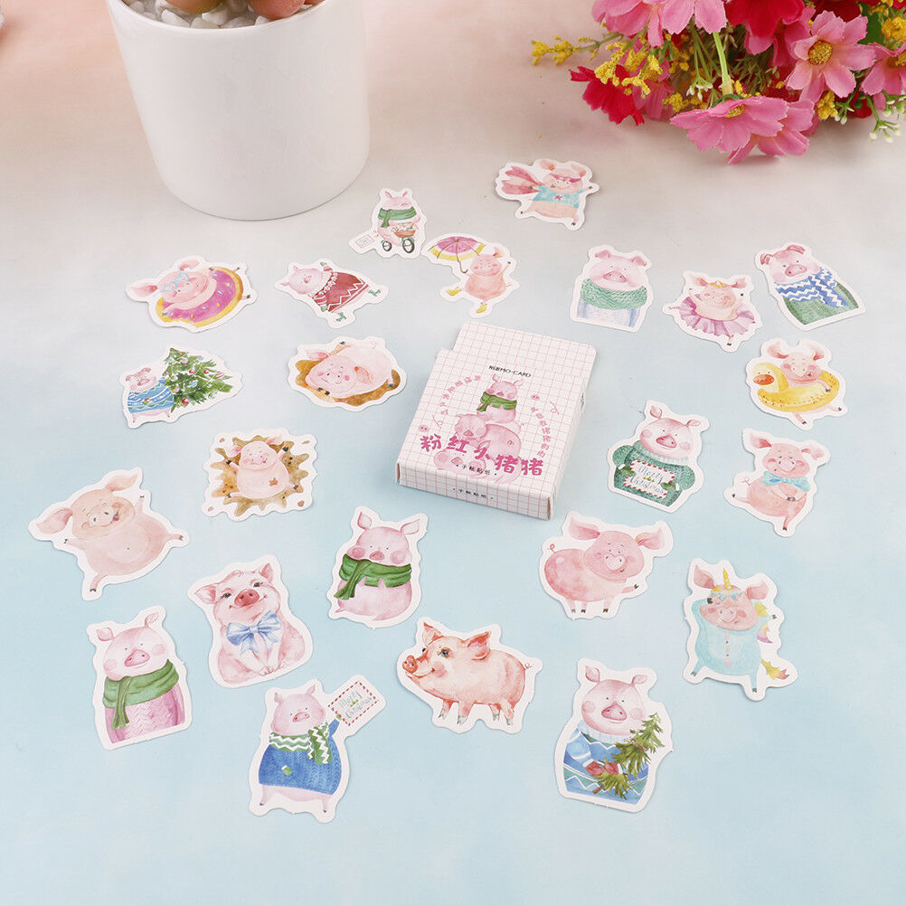 46pcs Pink piglet paper decor diy diary scrapbooking label sticke.l8