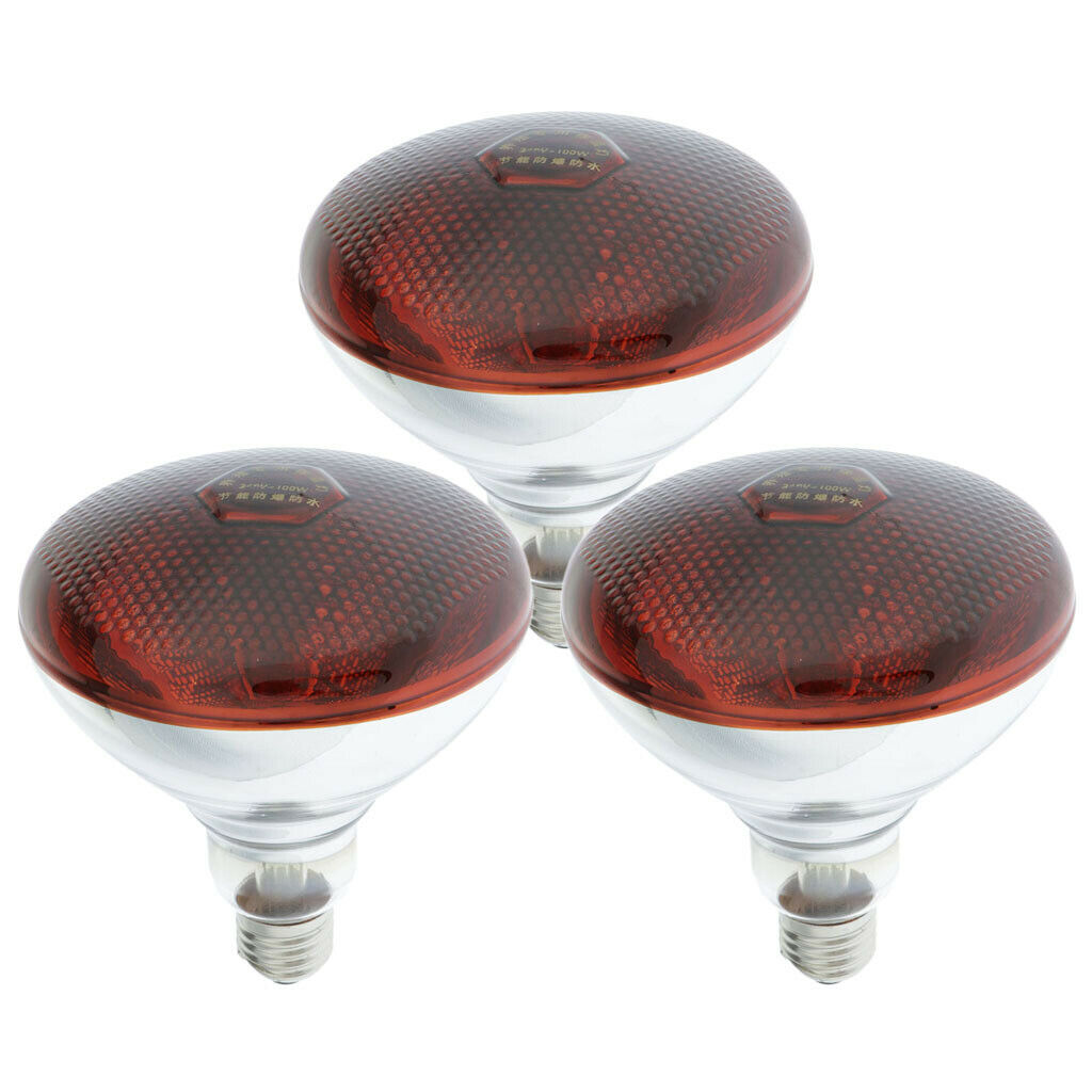 3x Reptile Infrared Heat Lamp Light Bulb For Reptile Amphibian Snakes Goose