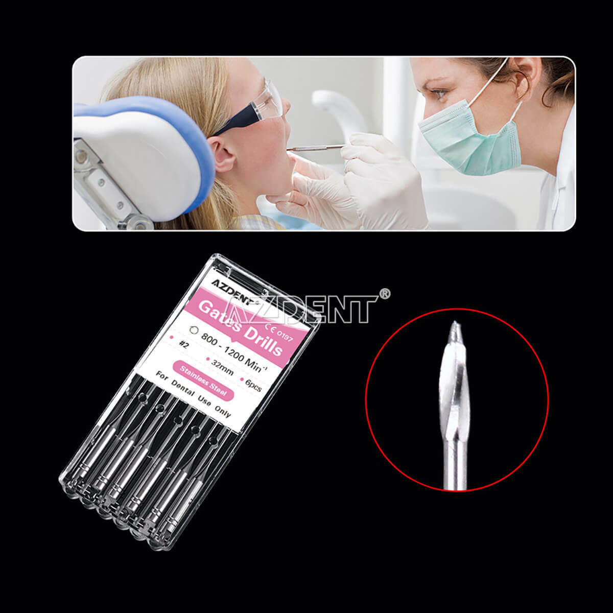 20Box Dental Gates Glidden Drills Endodontic Root Canal 2# 32mm Stainless Steel