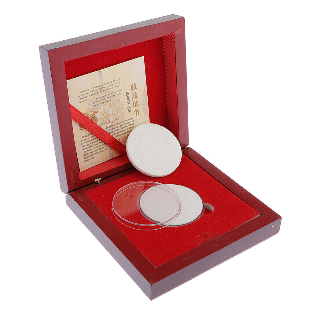 Wood Display Case for Coins / Medals of 4cm - Retro Coin Storage Box for 1 Piece