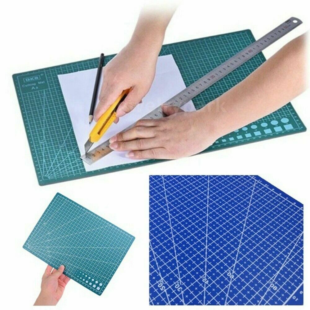A4 Printed Grid Lines Cutting Mat Leather Paper Board Scale Plate Stationery Set