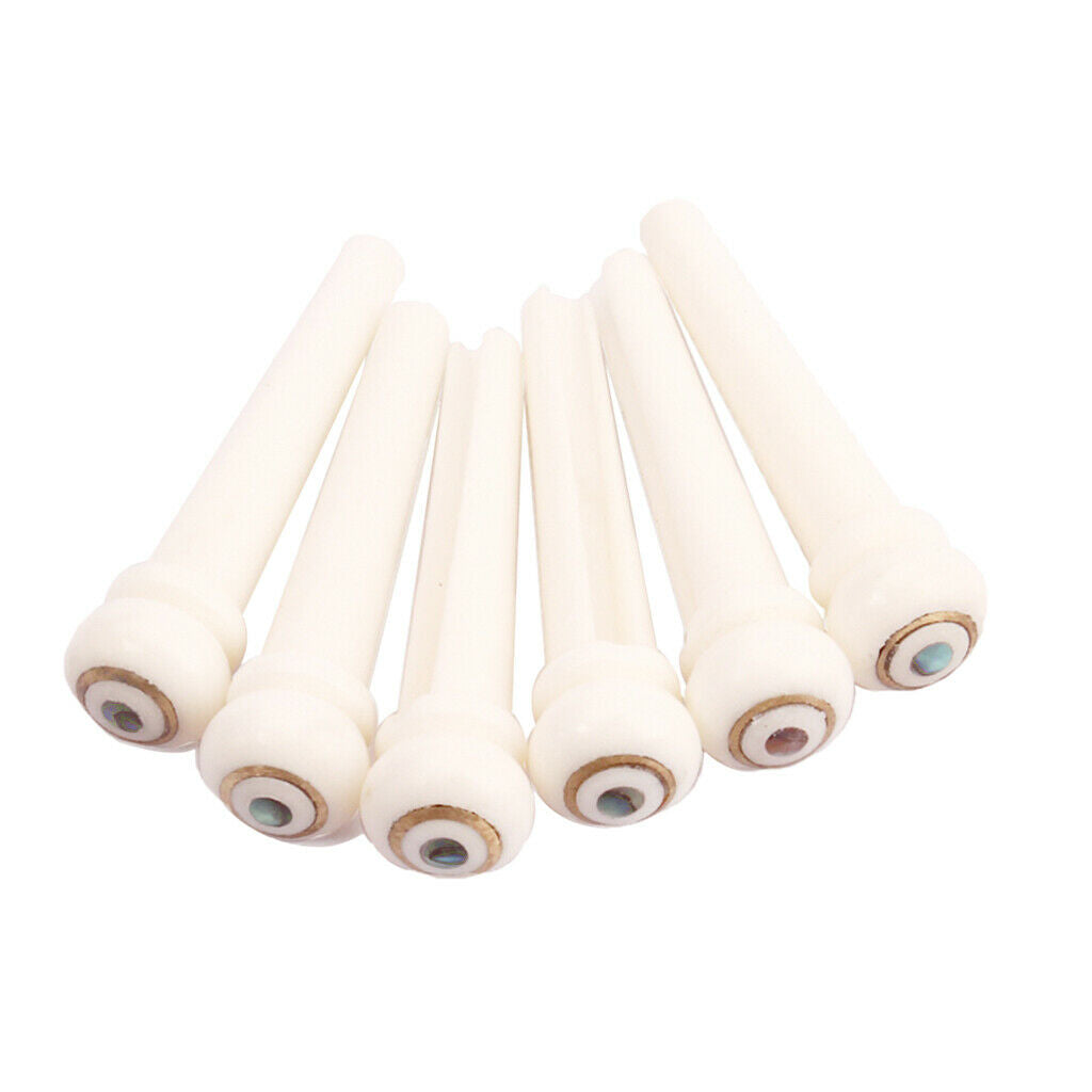 6 Pcs Cattle Bones Guitar Pins Pins Copper Circle Abalone Dot For Guitar