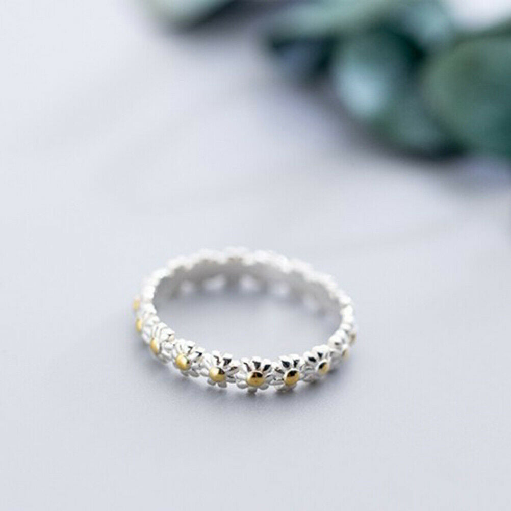Sweet Cute Daisy Flower Ring Adjustable Open Finger Ring Gift for Women Ladies