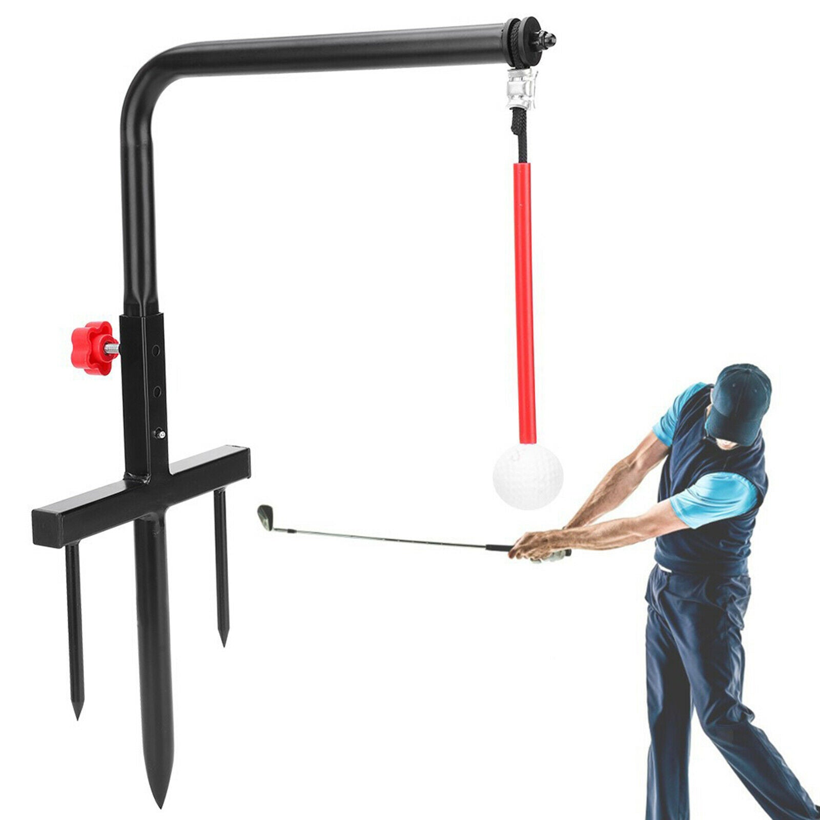 Adjustable Hight Golf Swing Trainer Aid Device Practice Tempo Speed Exercise