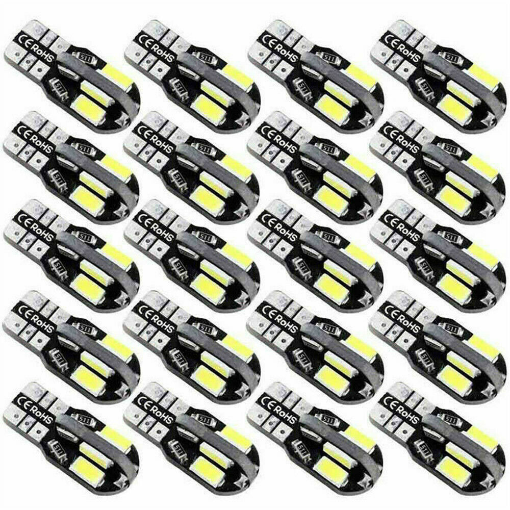 20PC T10 6500K White LED Car Canbus Error Free Light Bulb Lamps 5730 168 194 W5W