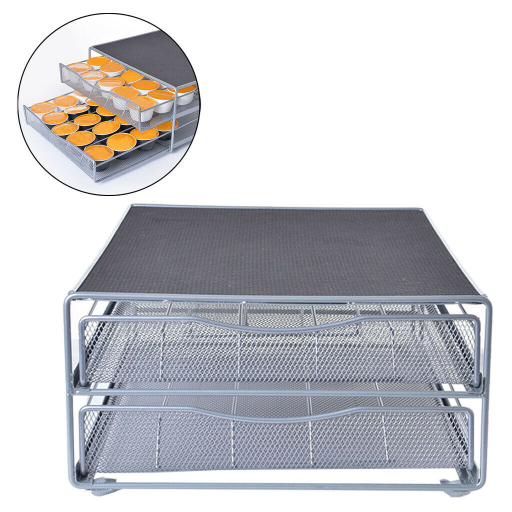 Practical Iron Coffee Pod Storage Drawer Double-layer Easy to Take Counter