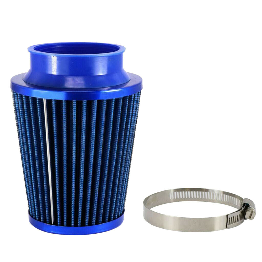 Blue 76mm Car Air Intake Inlet Round Cone Filter Washable