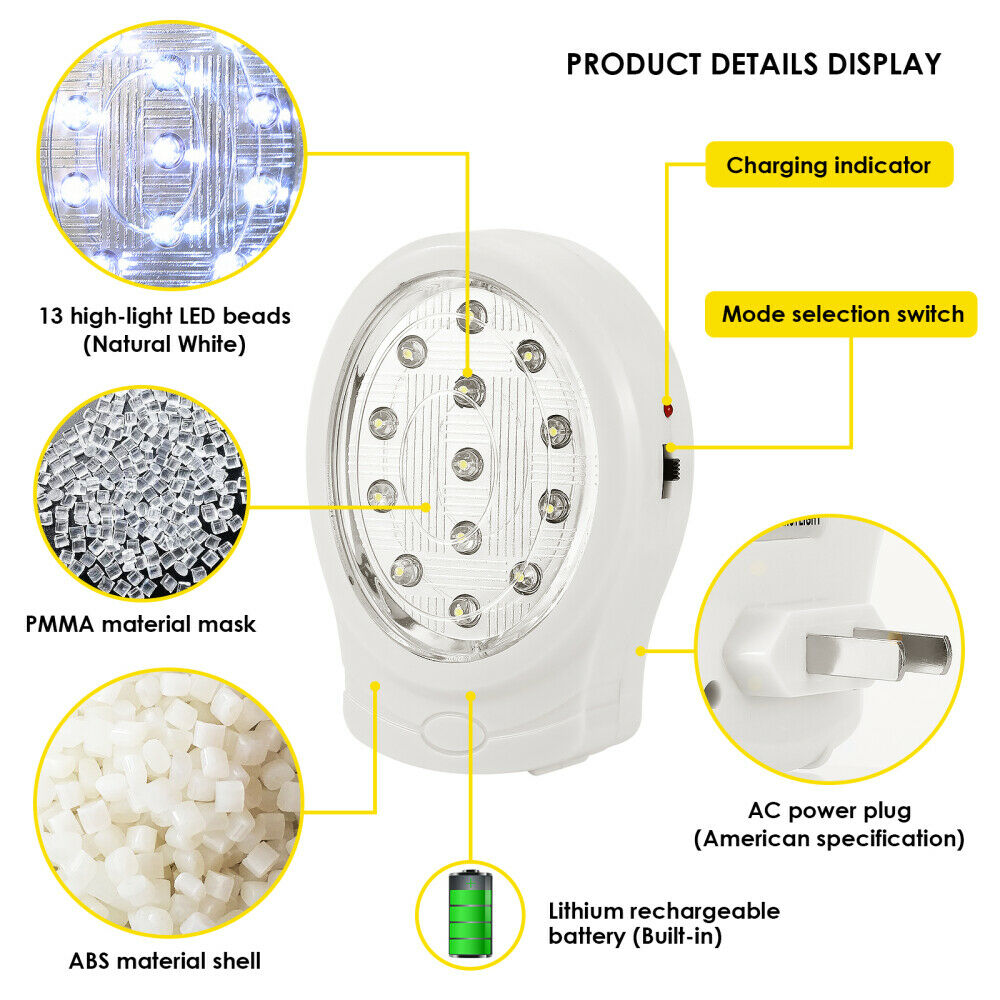 13 LED Rechargeable Home Emergency Lamp Automatic Power Failure Outage Light