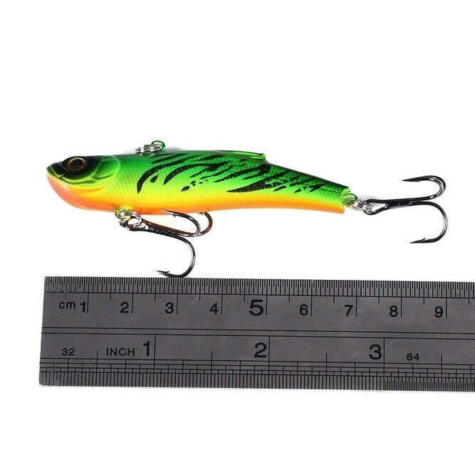 10x VIB Winter Ice Sea Fishing Lures 7cm 18g Hard VIB Crankbait Wobblers 6# Hook