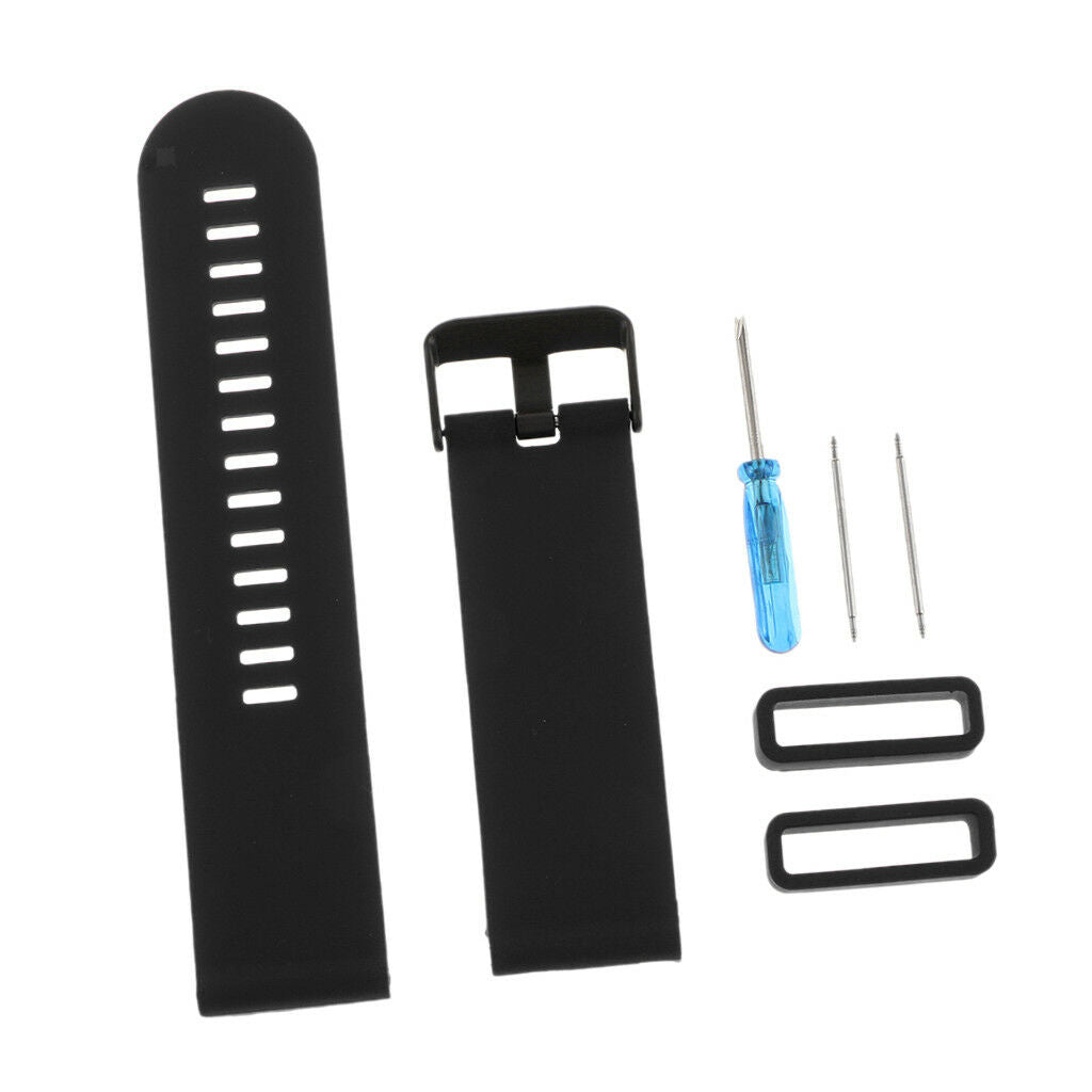For Suunto  Watch Soft Silicon Wrist Band Strap & Clasp 25mm Black