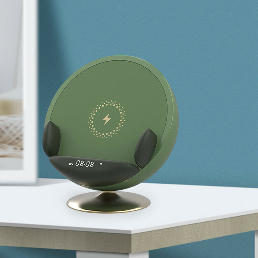 Alarm Clock Bluetooth Speaker Desktop Wireless Bedroom Charger Phone Bracket