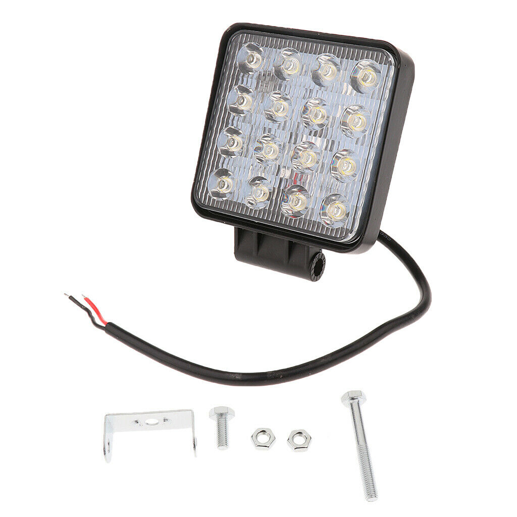 12V/24V Motorcycle Car 48W White 16LED Work Light Bar Flood 5'' Square Lamp