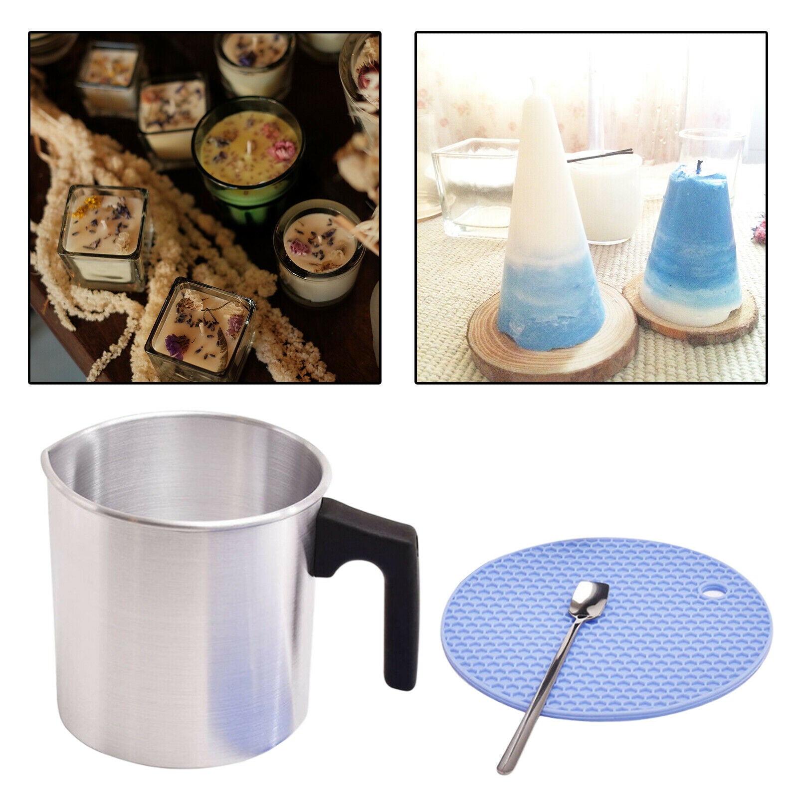 Aluminum Pouring Pot Candle Making Wax Melting Jug Pitcher Soap Crafts Spoon