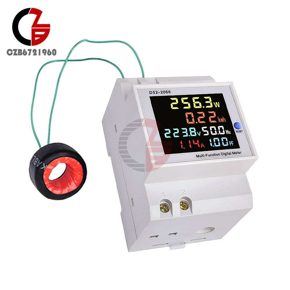 Din Rail Digital Voltmeter Current Watt Kwh Frequency Power Meter AC250-450V