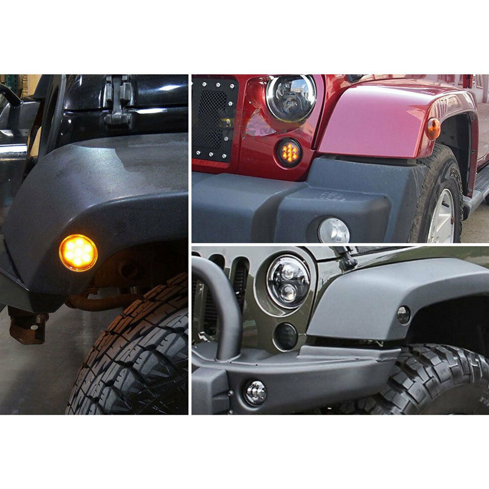 2X Front Grill Turn Signal Light LED Amber for Jeep for Wrangler JK 2007-2017 CI