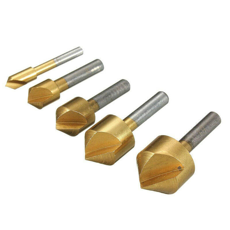 5 tlg HSS Countersink Counterbore Countersinks Set Wood Metal 6-19mm 90 DegreeQ3