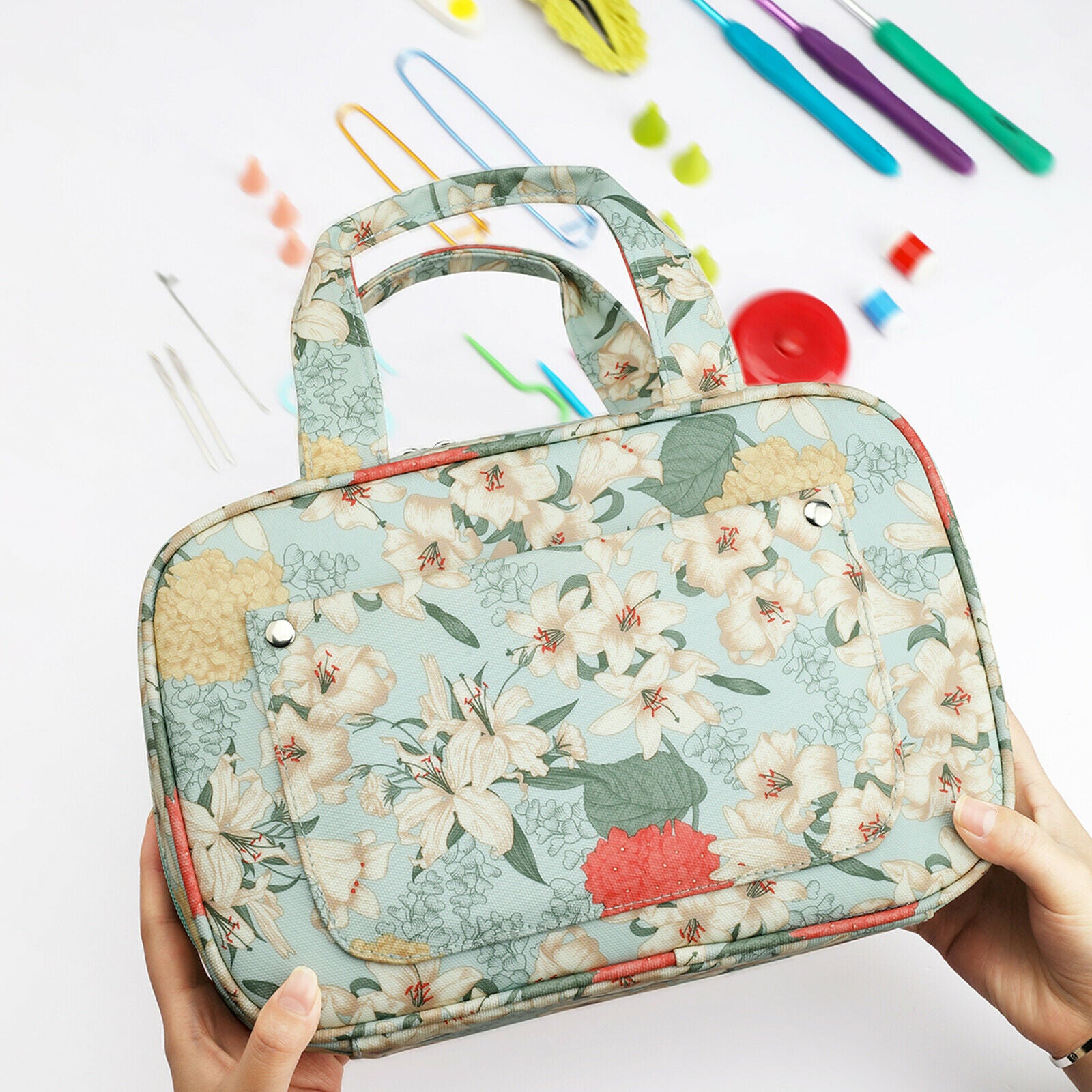 Portable Organizer Knitting Crochet Hooks Case Accessories Sewing Zipper Bag