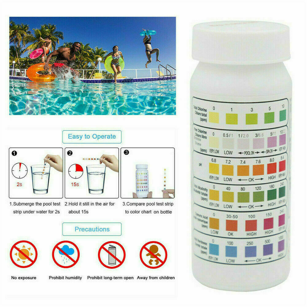 50x Swim Pool/Spa/Hot Tub Test Strips Chlorine/Bromine Alkalinity pH US Lots