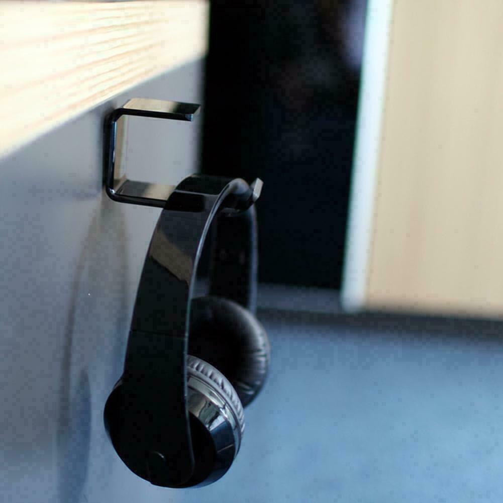 Headphone Stand Hanger Hook Tape Under Desk Dual Headset Black Holder Tool Y4S1
