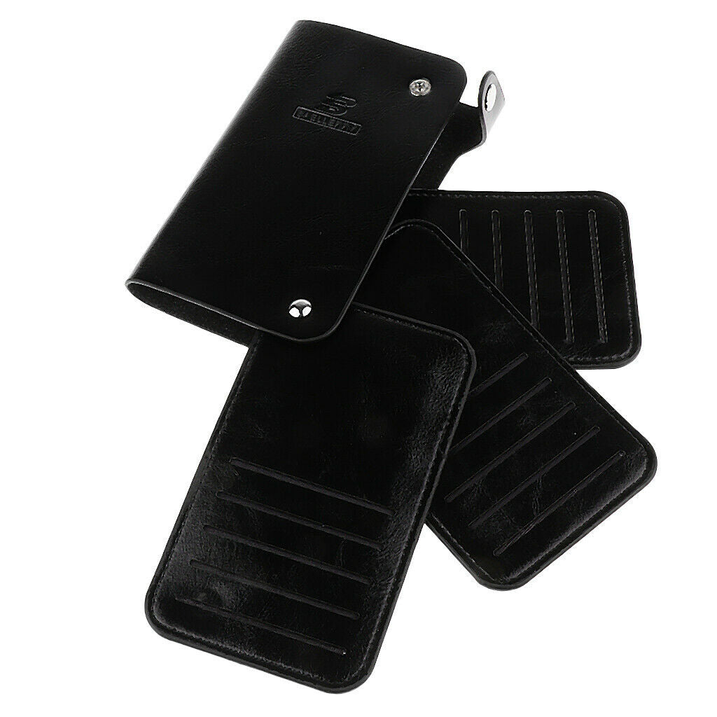 Trifold Pu Leather Mens Womens Credit Card Holder Organizer Black