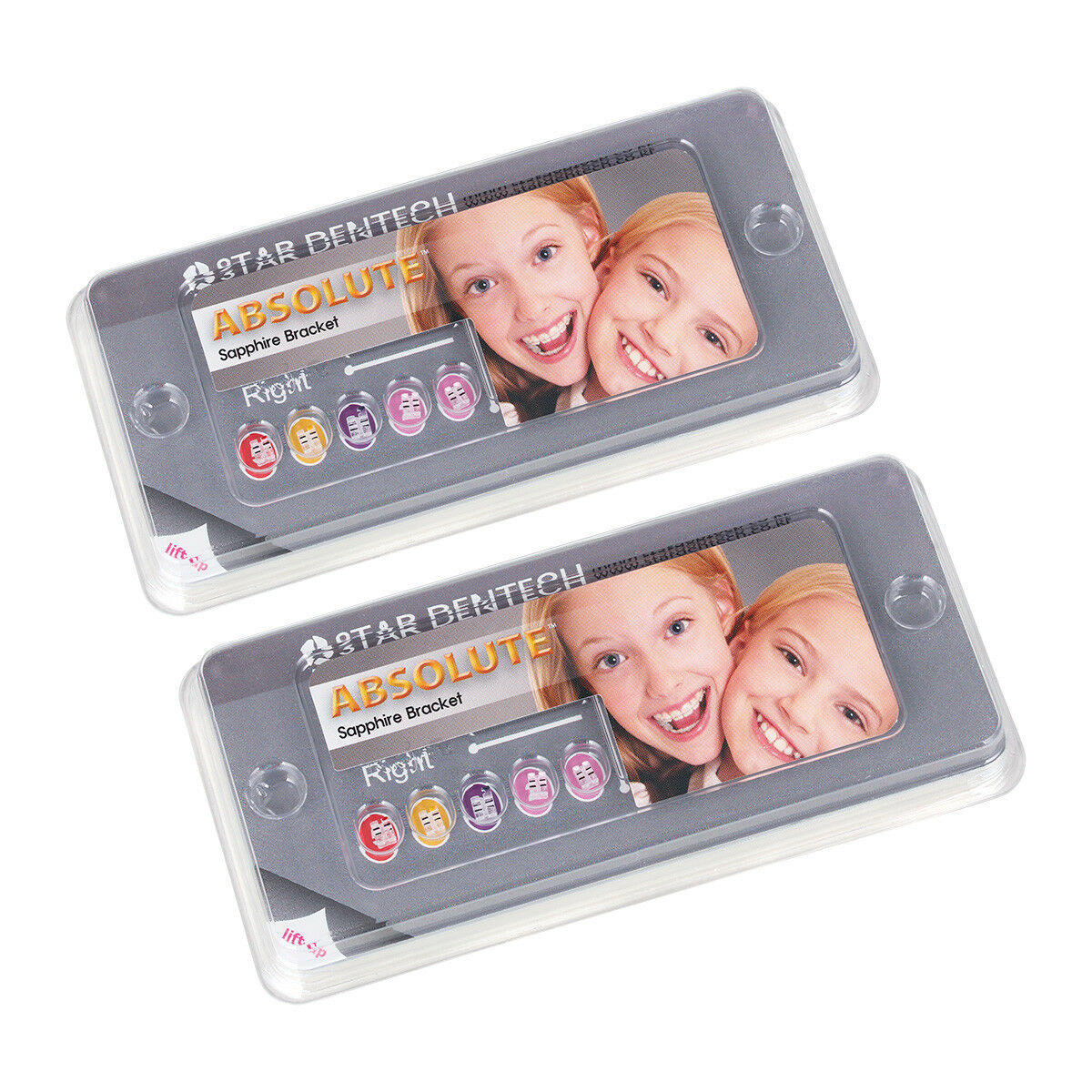 2X ABSOLUTE Dental Ortho Monocrystalline Ceramic Brackets Brace MBT 022 Hooks 3