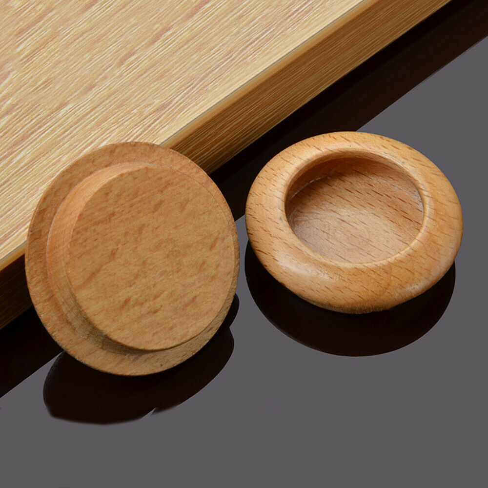 2x Wooden Recessed Knobs Door Cabinet Drawer Wardrobe Home Furniture Pull Handle