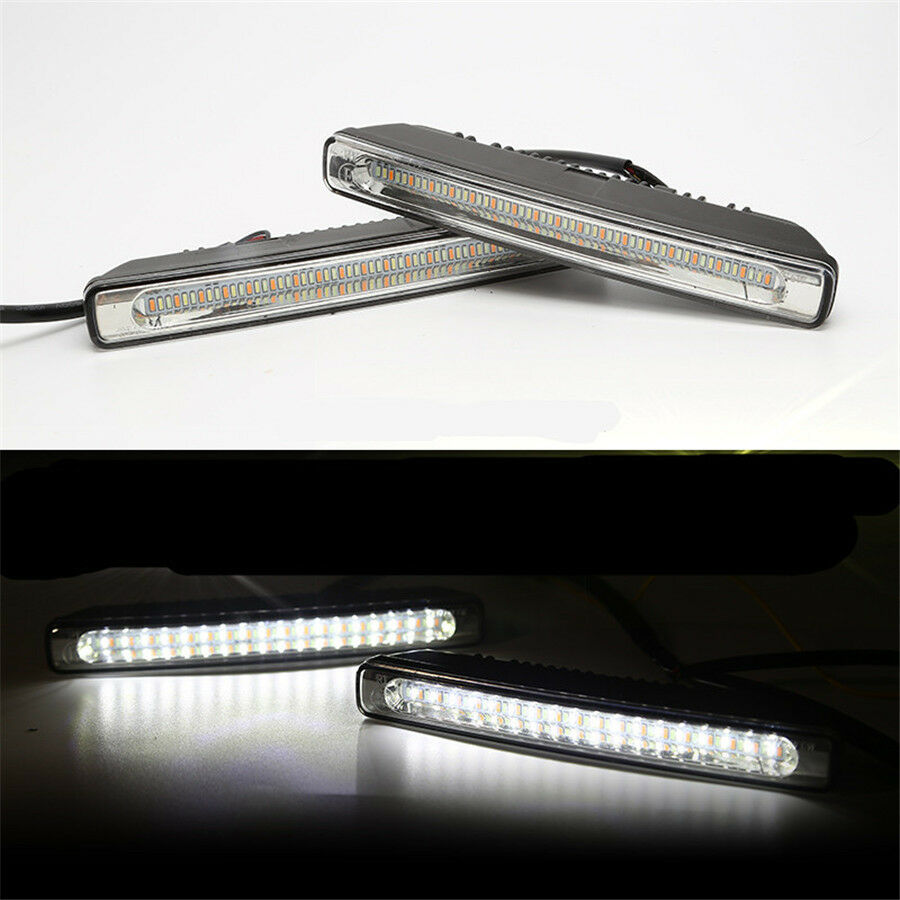 Pair Tricolor LED Daytime Running Turn Signal Light Car SUV DRL Fog Driving Lamp