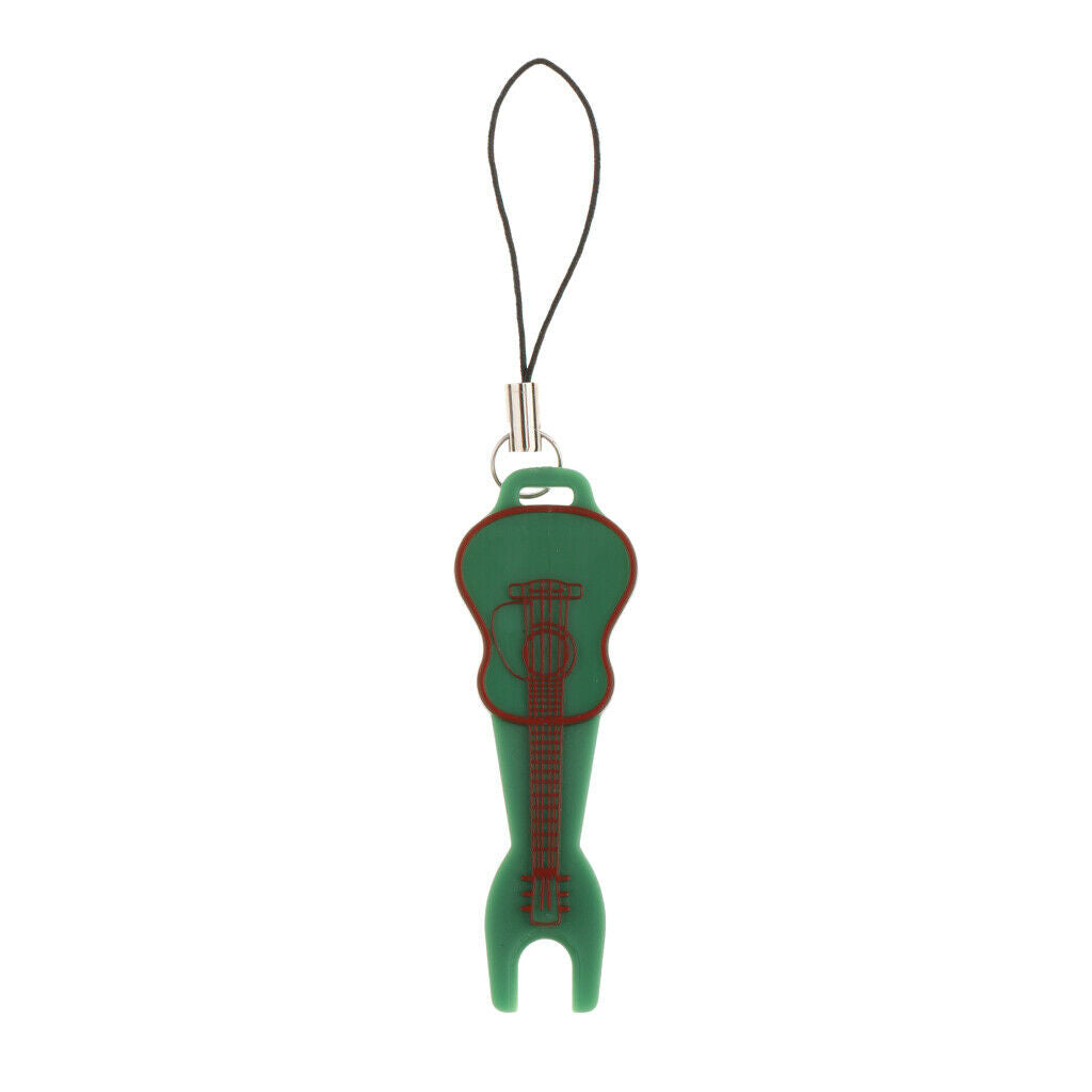 Mini Guitar-shaped Bridge Pin Puller Peg Remover w Keychain for Guitar Green
