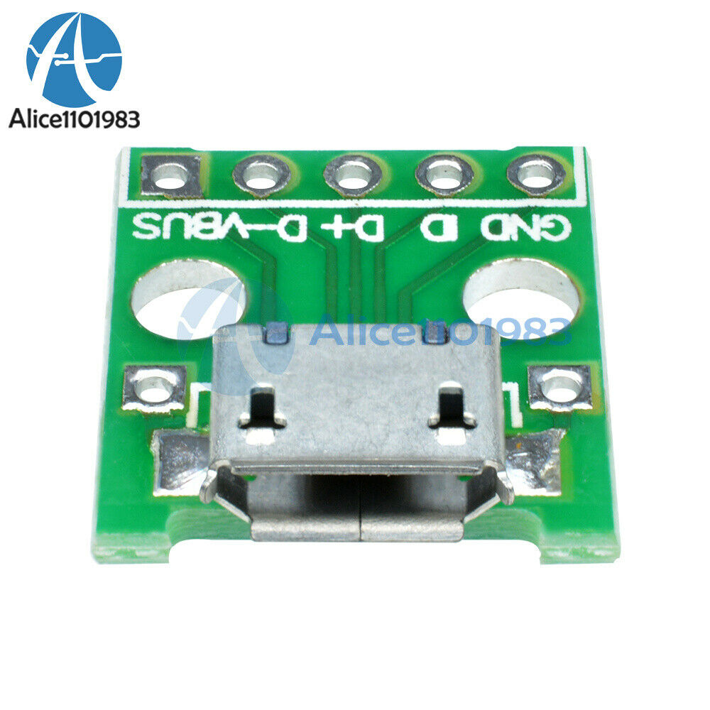 2PCS Female MICRO USB to DIP 5-Pin Pinboard 2.54mm micro USB type