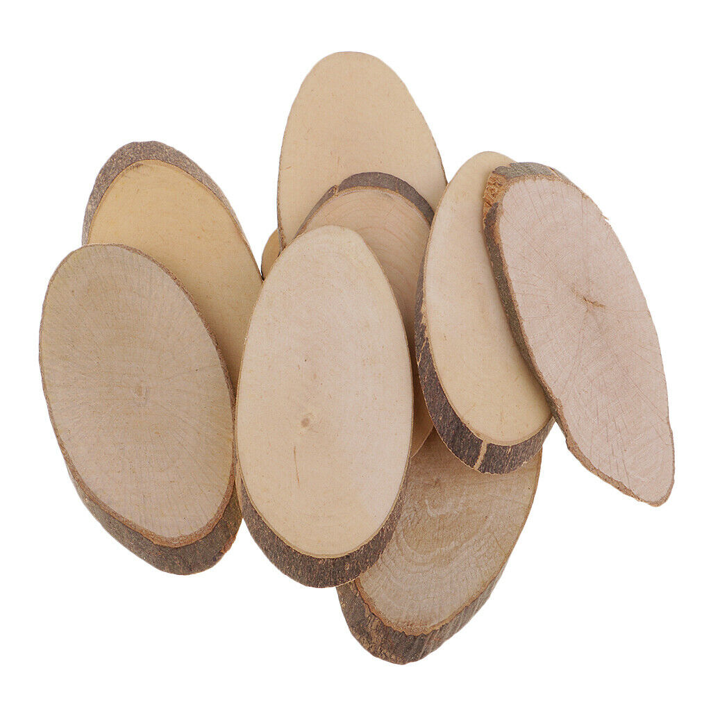40x Oval Shapes Wood Log Slices Natural Tree Bark Decorative Embellishment Craft