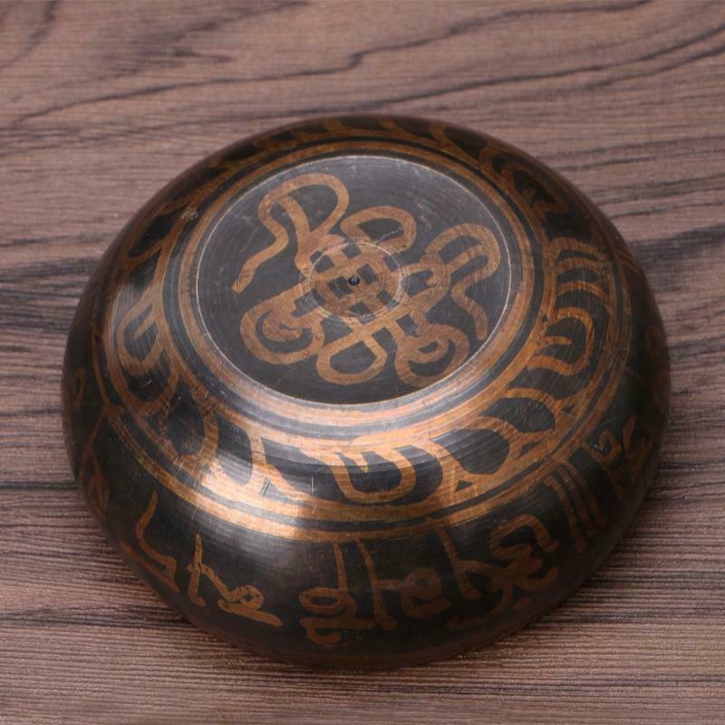 9.5cm Buddhism Tibetan Singing Bowl Hammered Hand Yoga Copper Chakra Meditation