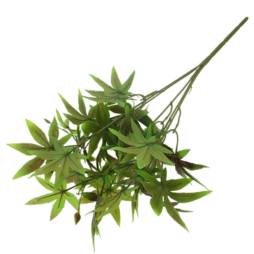 Artificial Green Maple Leaves Branch Vines Leaves Potted Floral Decor Yellow