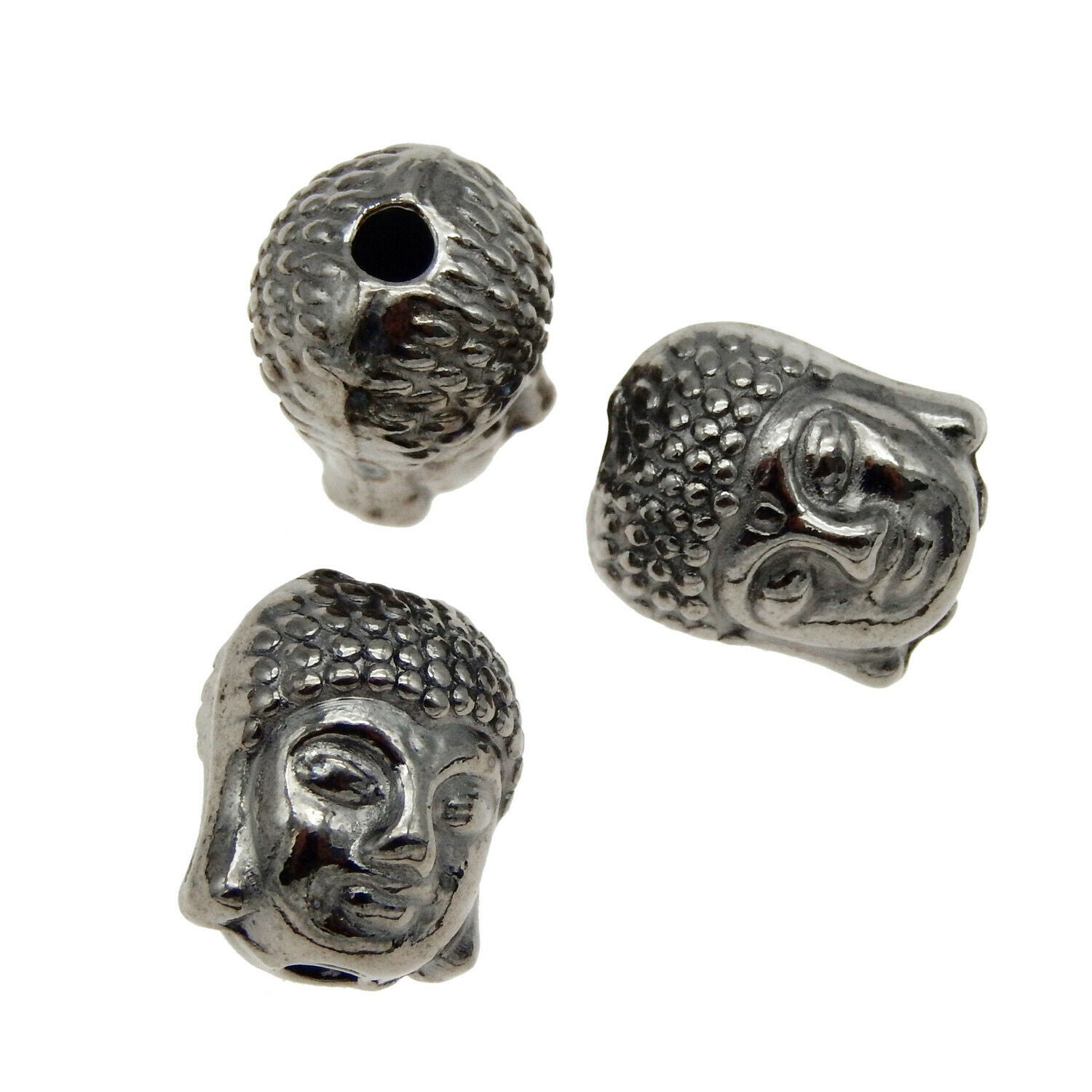 25pcs Gun Black Buddha Head Loose Spacer Bead Alloy Bracelet Necklace DIY 11*9mm