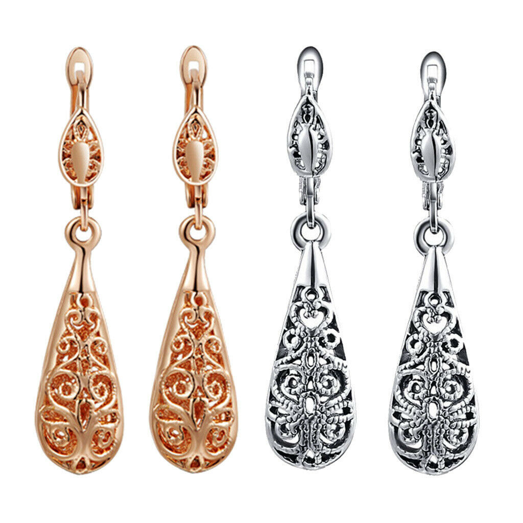 Fashion Womens Long Water Drop Crystal CZ Dangle Stud Earrings Jewelry Gift -