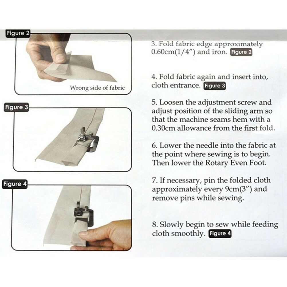 3Pcs/set Hemming Cloth Strip Presser Foot Sewing Machine Hemmer Rolled Hem SADD