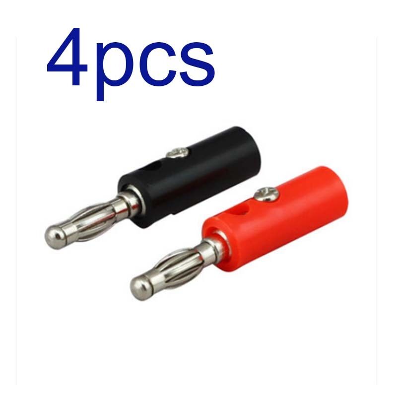 2 Pairs New Plated Speaker Wire Cable Banana Plug Connectors 4mm Adapters