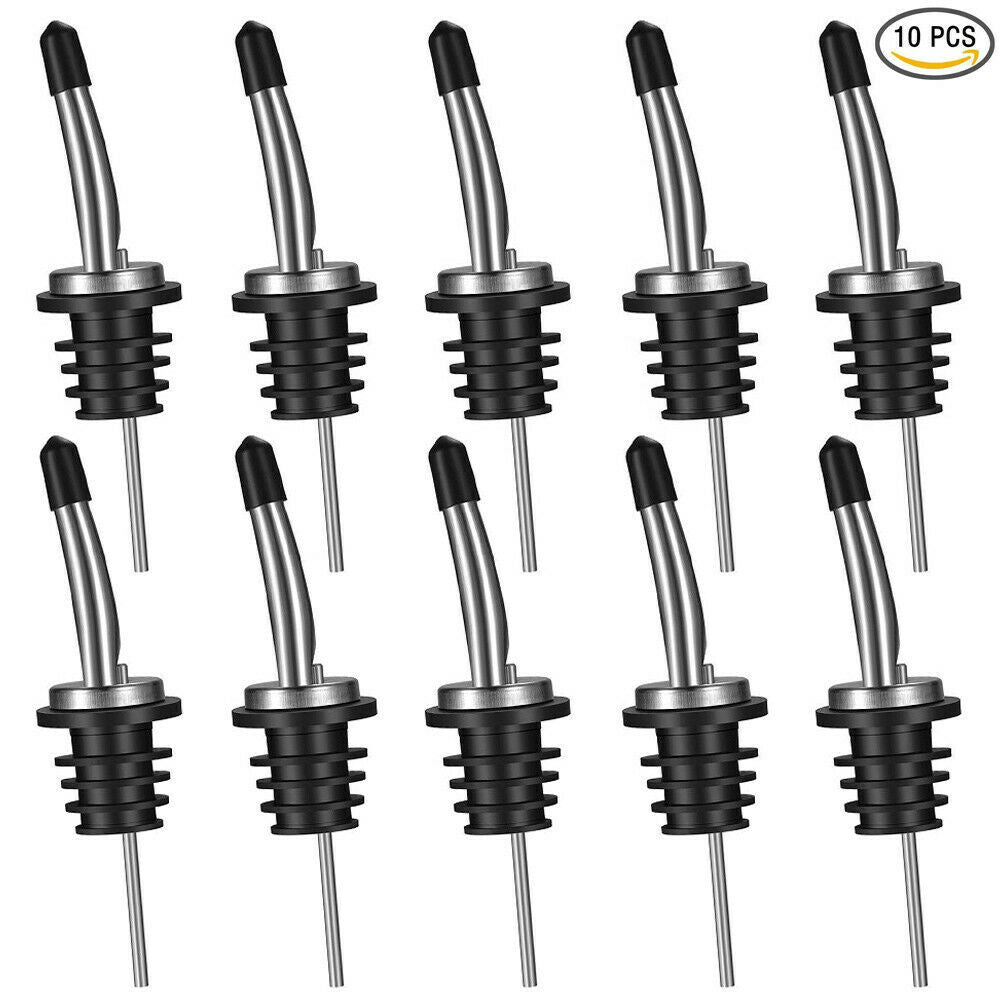 10pcs Stainless Steel Liquor Spirit Pourer Flow Wine Bottle Pour Spout Stopper