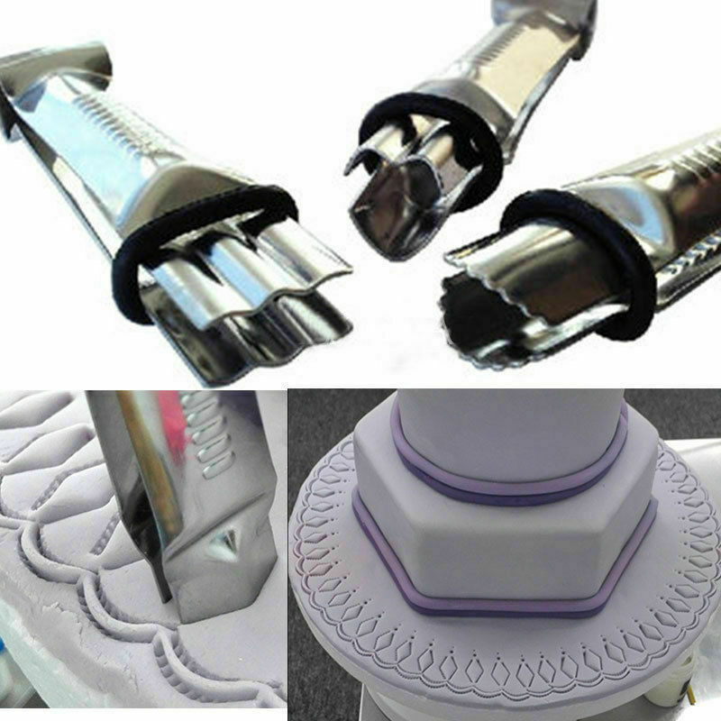3 Pcs Fondant Cutter Stainless Steel Cake Border Decor Lace Clip Baking Tools