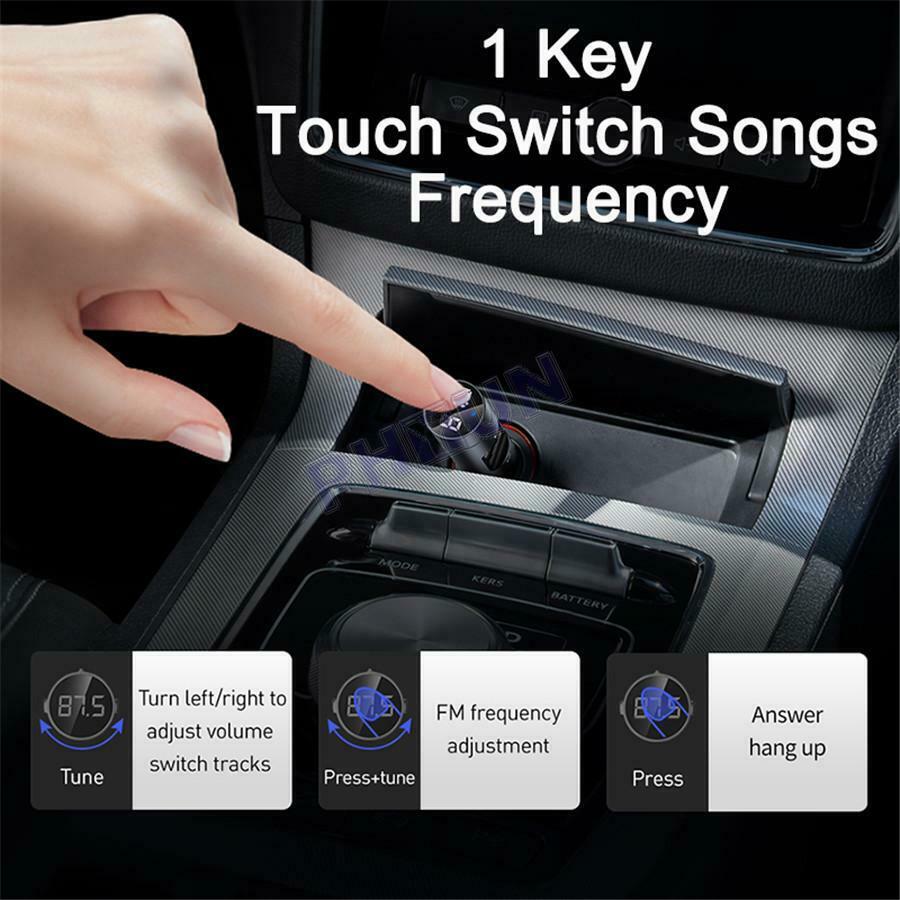 Car FM Transmitter Dual USB Charger Music MP3 Player Adapter Volume Adjustment